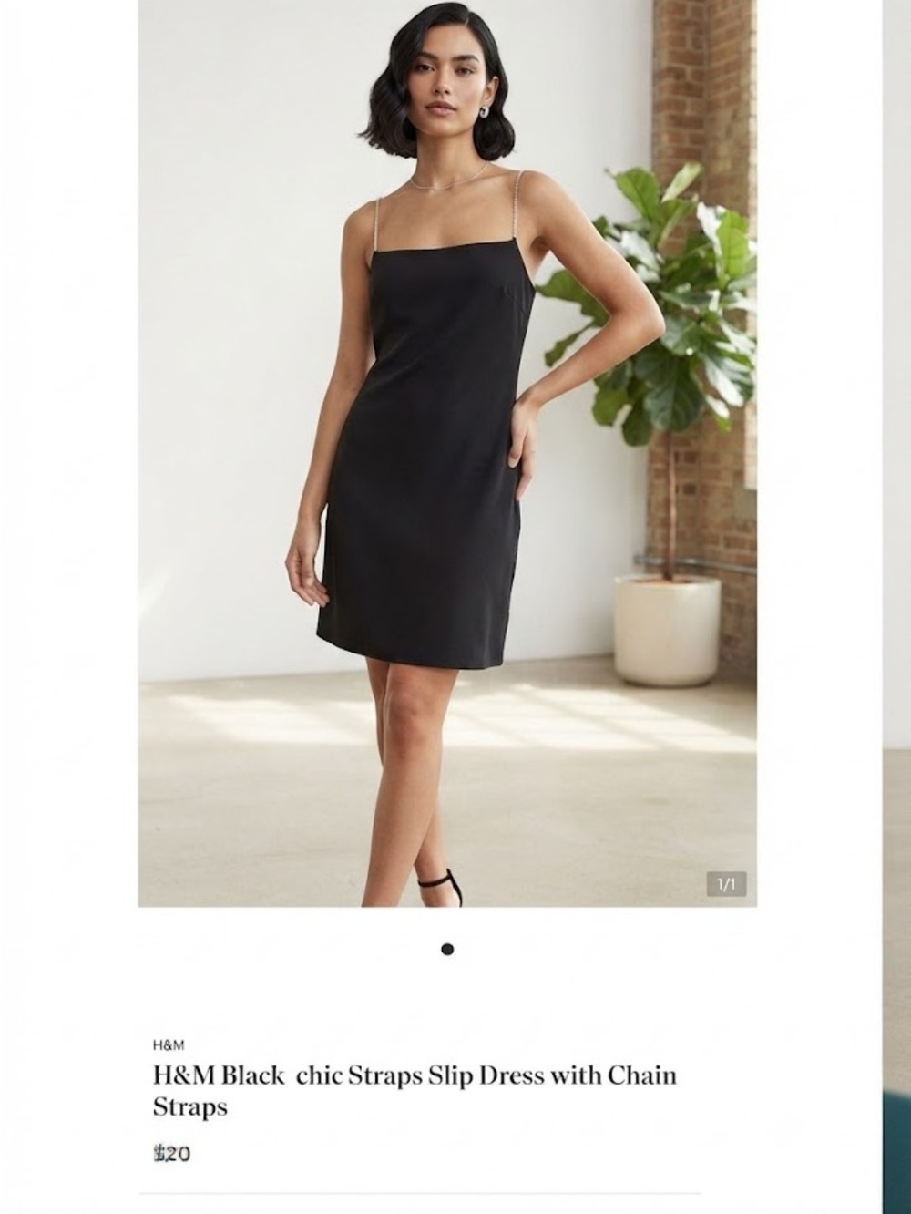 H&M Black  chic Straps Slip Dress with Chain Straps